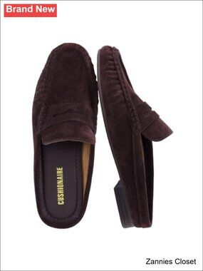 ✨ Suede Leather Penny Loafer Mules for Women Backless Slip-On Moc-Toe Flats